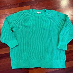 J. Crew Women's Vibrant Green Cotton Crewneck Sweater 2X